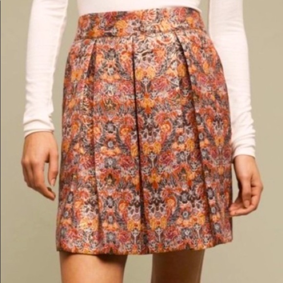 ANTHROPOLOGIE MAEVE ROSIA SKIRT BROCADE FLORAL METALLIC NEW SZ XL - Picture 2 of 15